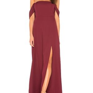 J.O.A. Front slit off the shoulder maxi dress